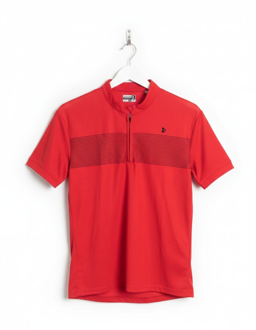 Black Baton Chinese Neck, Half Sleeve Activewear T-Shirt For Men & Women