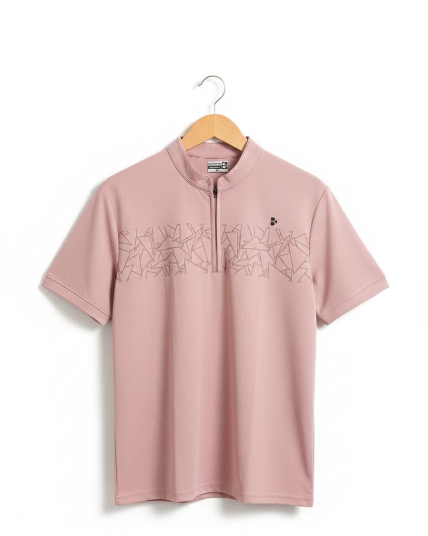 Black Baton Chinese Neck, Half Sleeve Activewear T-Shirt For Men & Women