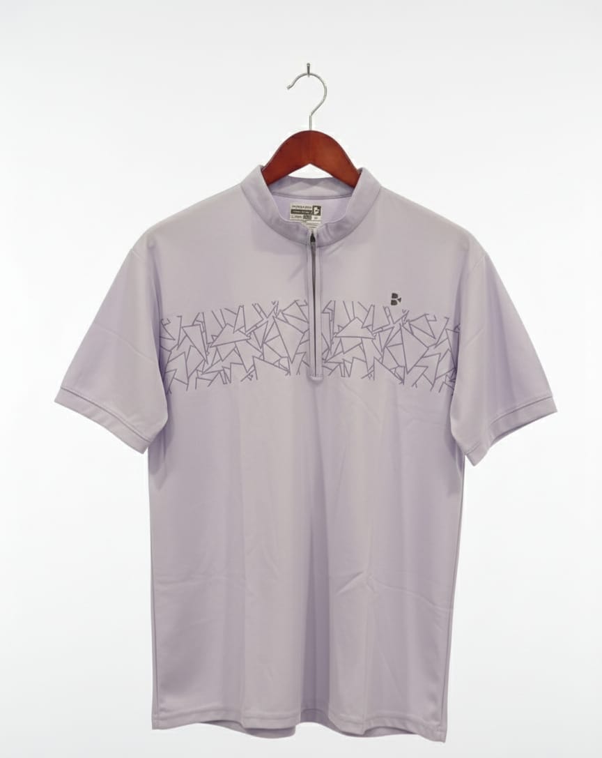 Black Baton Chinese Neck, Half Sleeve Activewear T-Shirt For Men & Women